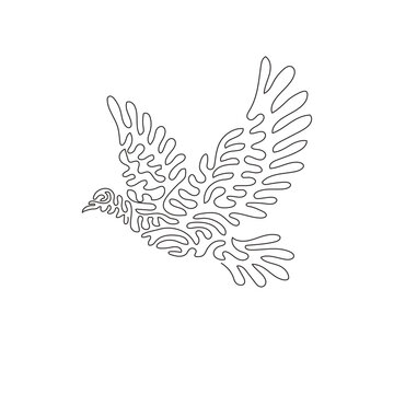 Continuous one curve line drawing of adorable flying dove abstract art in circle. Single line editable stroke vector illustration of beautiful birds for logo, wall decor and poster print decoration