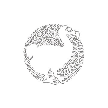 recommend clip art: Single one curly line drawing of cute dodo abstract art. Continuous line draw graphic design vector illustration of large and stout birds for icon, symbol, company logo, and pet lover club