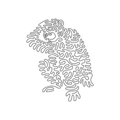 Continuous curve one line drawing of cute chimpanzee curve abstract art. Single line editable stroke vector illustration of friendly domestic animal for logo, wall decor and poster print decoration