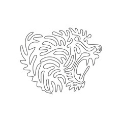 Single curly one line drawing of wild baboon abstract art. Continuous line draw graphic design vector illustration of wild animal for icon, symbol, company logo, poster wall decor