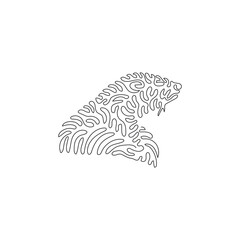 Continuous curve one line drawing of carnivorous mammals curve abstract art. Single line editable stroke vector illustration of otters have long, slim bodies for logo, wall decor and poster print art