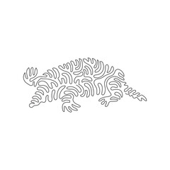 Continuous curve one line drawing of cute mole curve abstract art. Single line editable stroke vector illustration of mammal remarkable diggers  for logo, wall decor and poster print decoration