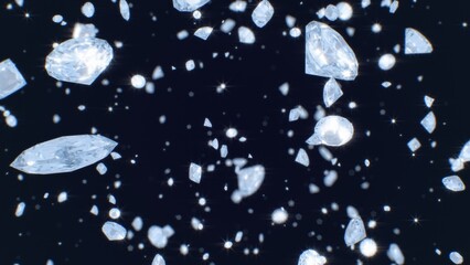 Beautiful Flying Sparkling Shiny Diamond Gems Brilliant Clear Crystal - Abstract Background Texture