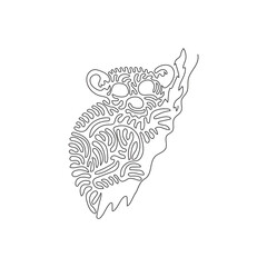 Continuous curve one line drawing of tarsier fur is silky curve abstract art. Single line editable stroke vector illustration of small primates long tail for logo, wall decor and poster print decor