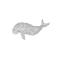 Fototapeta na wymiar Single curly one line drawing of truly marine mammal abstract art. Continuous line draw graphic design vector illustration of of dugong, activities are mostly feeding for icon, symbol, poster wall