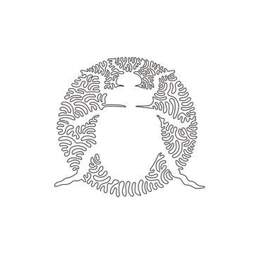 Continuous curve one line drawing of exotic beetle abstract art in circle. Single line editable stroke vector illustration of beetle wings hard and thick for logo, wall decor and poster print decor