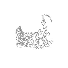 Single one curly line drawing of cute stingray abstract art. Continuous line draw graphic design vector illustration of beautiful stingrays are disk-shaped for icon, symbol, logo, boho wall art