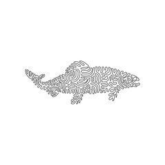 Single one line drawing of cute salmon  abstract art. Continuous line draw graphic design vector illustration of salmon healthy fish for icon, symbol, company logo, poster wall decor