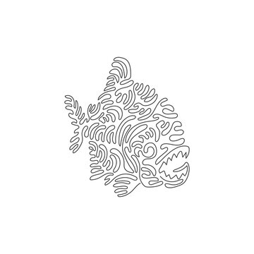 recommend clip art: Single curly one line drawing of strong bites piranha abstract art. Continuous line draw graphic design vector illustration of sharp tooth fish for icon, symbol, company logo, poster wall decor