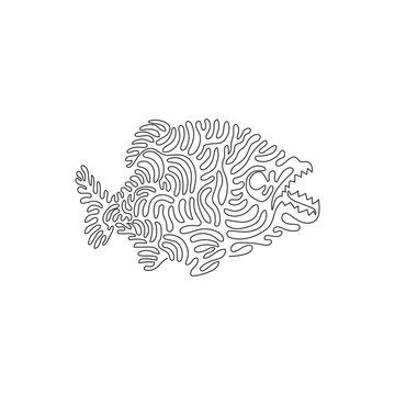 recommend clip art: Continuous curve one line drawing of carnivorous fish curve abstract art. Single line editable stroke vector illustration of sharp teeth piranha for logo, wall decor and poster print decoration