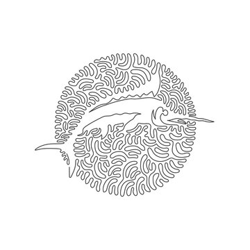swordfish swimming in swirling line art clip art preview