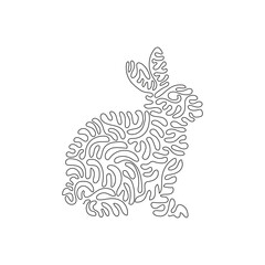 Continuous curve one line drawing of cute sitting rabbit curve abstract art. Single line editable stroke vector illustration of rabbit friendly pet animal for logo, wall decor, boho poster 