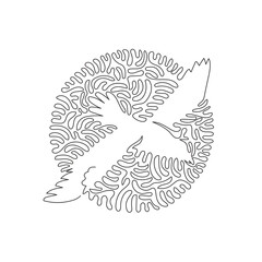 Continuous one curve line drawing of adorable albatros abstract art in circle. Single line editable stroke vector illustration of albatrosses use wingspans for logo, wall decor, boho poster art