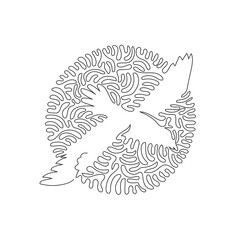 Continuous one curve line drawing of adorable albatros abstract art in circle. Single line editable stroke vector illustration of albatrosses use wingspans for logo, wall decor, boho poster art