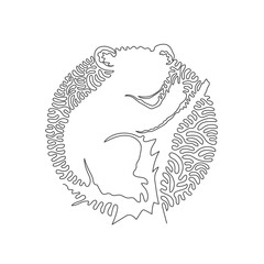 Single swirl continuous line drawing of adorable koala abstract art. Continuous line draw graphic design vector illustration style of koala, tree climbing animal for icon, sign, boho wall  decor