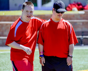 Friends meet following a soccer game