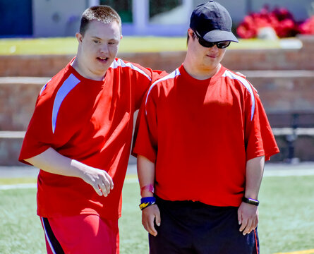 Friends meet following a soccer game