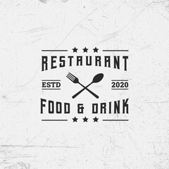Restaurant logo design with typography, Restaurant logo with spoon and fork icon, Cafe or restaurant emblem
