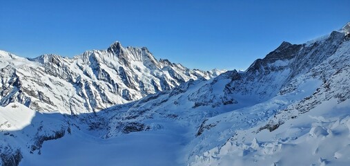 Snowy mountain landscape in Switzerland