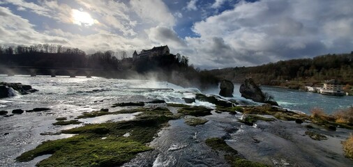 Waterfall over rocks in Switzerland