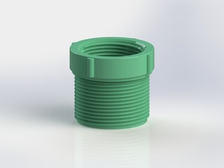 uPVC Thread Adaptor 3D Illustration, 3D Rendering PVC thread fittings