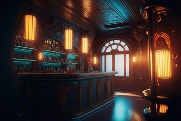 Modern Bright Stylish Speakeasy Bar, generative ai