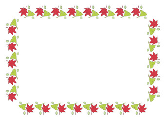 もみじといちょうのフレーム　長方形