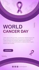 World cancer day social media Instagram story design with cancer day ribbon