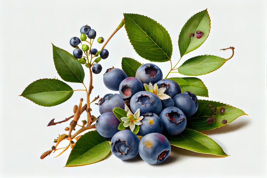 ripe bilberries on white healthy berry summer fruit