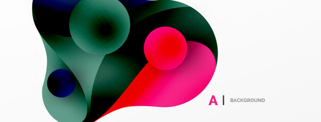 Flowing geometric shapes minimalist abstract background. Round shapes and circles. Wallpaper for concept of AI technology, blockchain, communication, 5G, science, business