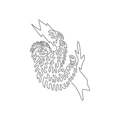 Single swirl continuous line drawing of sloth long leg and stumpy tails abstract art. Continuous line draw graphic design vector illustration style of the three toed for icon, poster wall decor