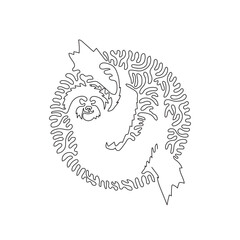 Single one line drawing of sloth tree dwelling mammal abstract art. Continuous line draw graphic design vector illustration of adorable for icon, symbol, company logo, poster wall decor © Ganjar