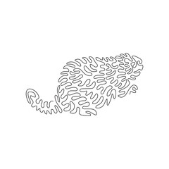 Continuous curve one line drawing of cute beaver curve abstract art. Single line editable stroke vector illustration of large rodents animal for logo, wall decor and poster print decoration © Ganjar