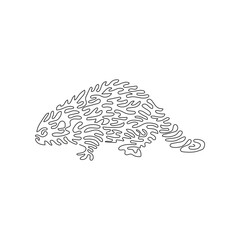 Continuous one curve line drawing of funny beaver abstract art. Single line editable stroke vector illustration of frisky mammals for logo, wall decor, icon, syimbol and poster print decoration