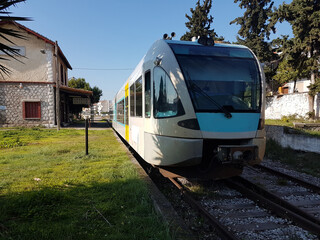 train in stilida station greece waiting for the passegers