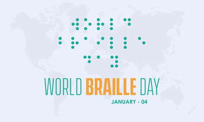 Vector illustration design concept of World Braille Day observed on January 4