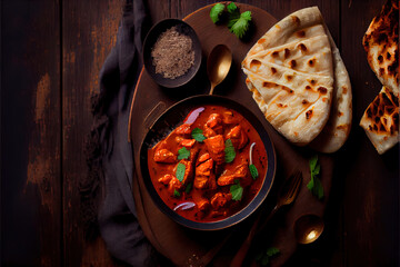 Fototapeta na wymiar Chicken tikka masala spicy curry meat food