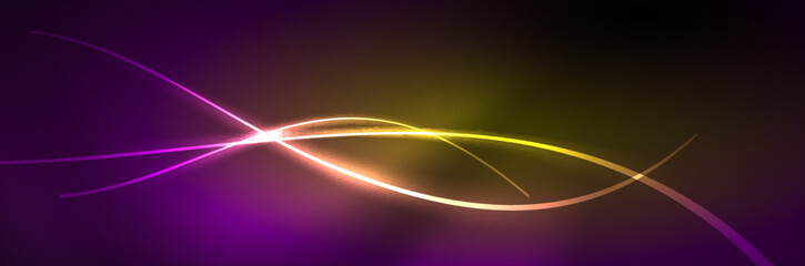 Blue neon glowing lines, magic energy space light concept, abstract background wallpaper design