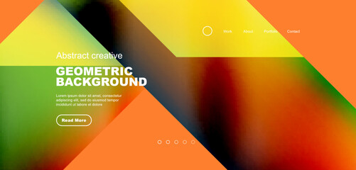 Fluid gradient geometric triangles, abstract landing page background. Minimal shapes composition for wallpaper, banner, background, leaflet, catalog, cover, flyer