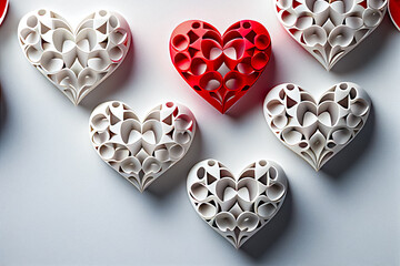Valentine's day hearts on a white table