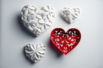 Valentine's day hearts on a white table