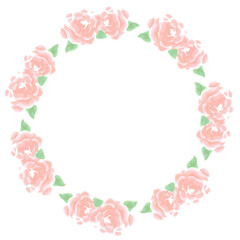 手描き　薔薇のフレーム　円形C