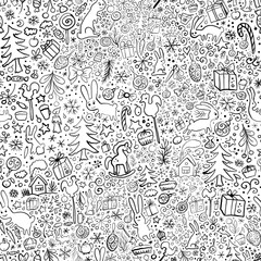 Obraz premium seamless doodle pattern background fabric design print wrapping paper digital illustration texture wallpaper watercolor paint 
