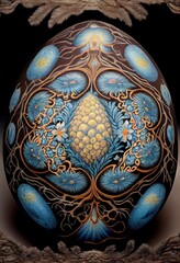 intricate decorative Easter Egg - ornate and luxurious metal egg with gorgeous design made by generative AI