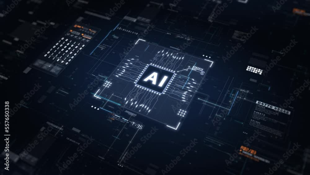 Poster technology digital data network background, artificial intelligence ai on circuit board, future tech