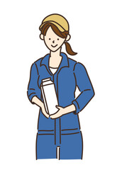 農業女子　酪農女子　酪農　女性　イラスト　牛乳