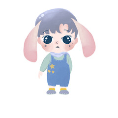 Happy rabbit year with cute rabbit boy.