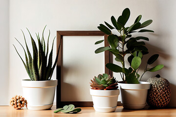 Different types of Home plants Mockup frame