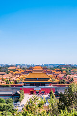 High angle view of the building of Shenwumen in the Forbidden City, Beijing, China	
