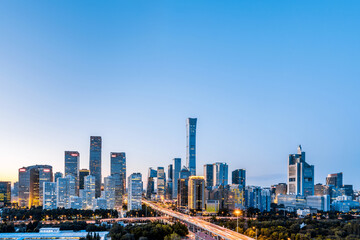 Fototapeta na wymiar Dusk view of CBD skyline in Beijing, China 